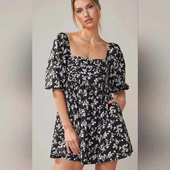 Francesca Floral Babydoll Mini Dress - Picture 1 of 7